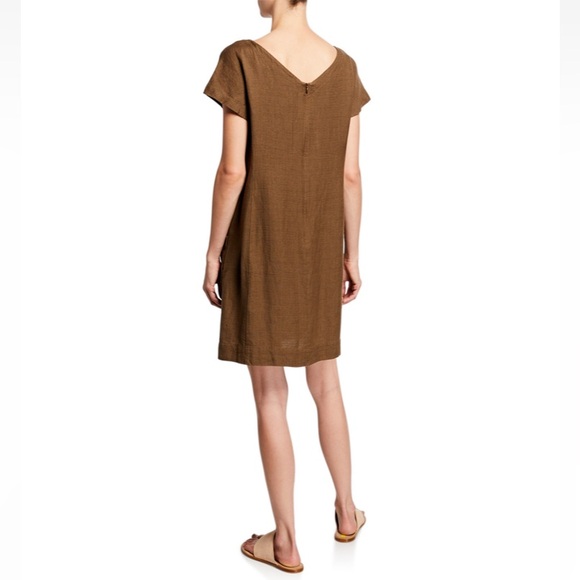 Eileen Fisher Linen Blend Olive Green Dress, EUC, Large - Picture 2 of 15
